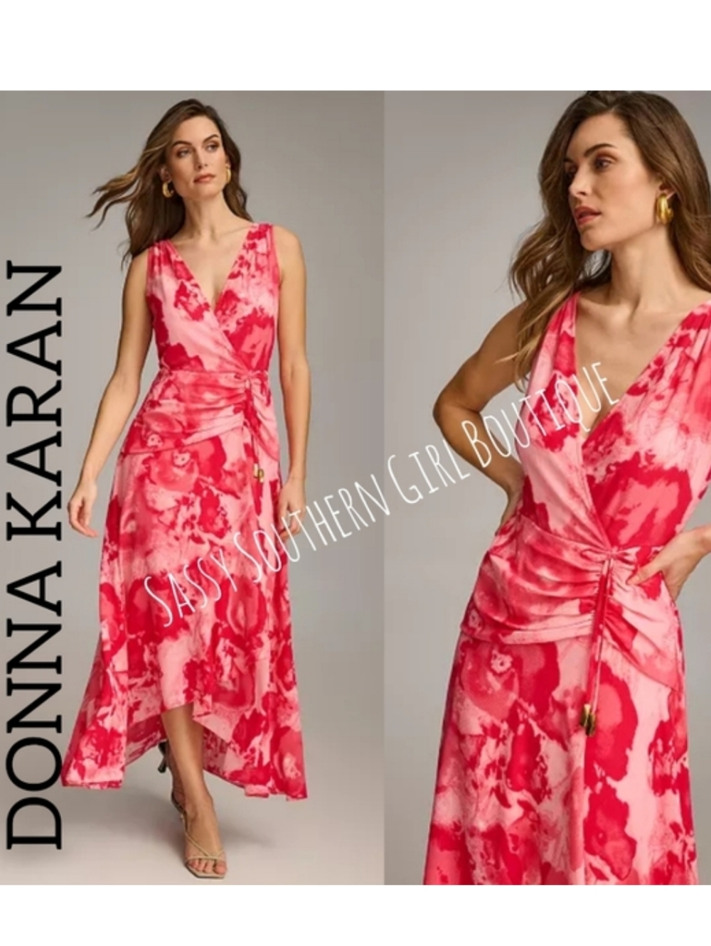 🆕⭐Last One!! Donna Karan Pink Abstract Midi Dress